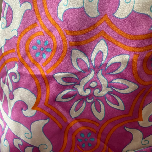 INC Pink 70s Pattern Satiny Dress Size 14 - Picture 7 of 8